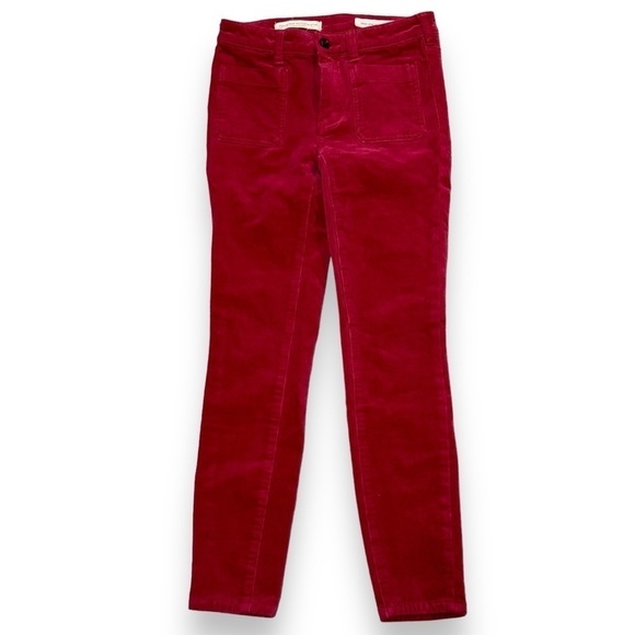 Anthropologie Pilcro High Rise Skinny Corduroy Velvet Jeans Berry Burgundy sz 25 - Picture 3 of 13